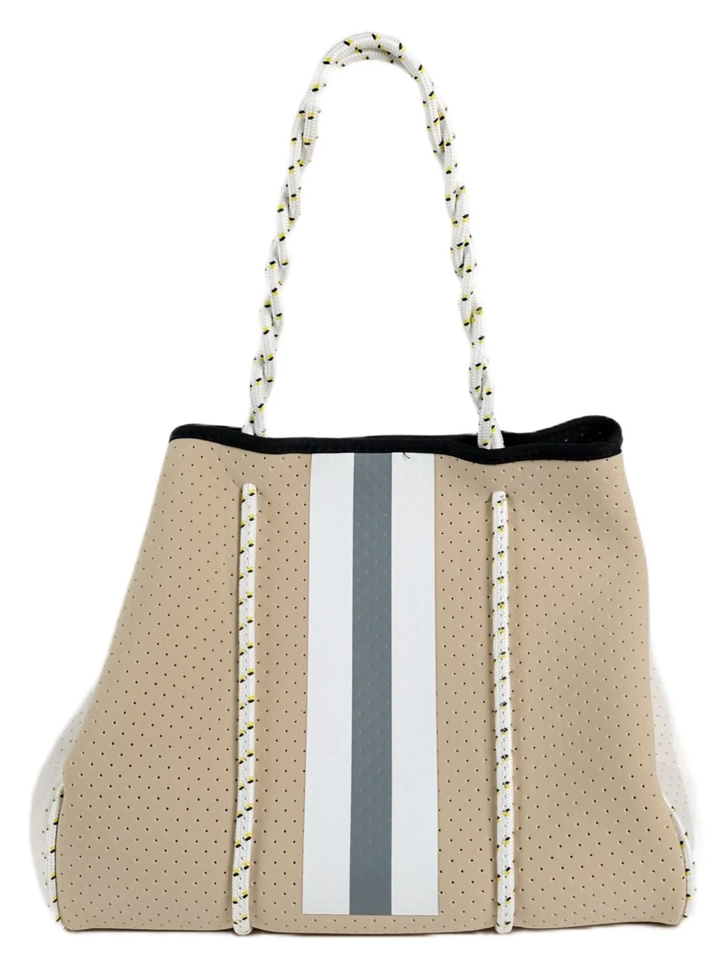 Tan and Grey Stripe Tote Parker Hyde